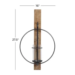 Sconces-Kirkland's Home Black Hoop Glass Sleeve Wall Sconce, 28 In.