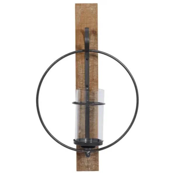 Sconces-Kirkland's Home Black Hoop Glass Sleeve Wall Sconce, 24 In.