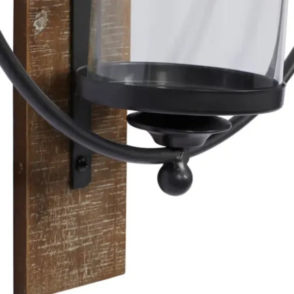 Sconces-Kirkland's Home Black Hoop Glass Sleeve Wall Sconce, 24 In.