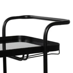 Kitchen Islands & Bar Carts-Kirkland's Home Black Iron And Glass Top Bar Cart