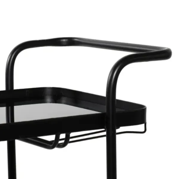 Kitchen Islands & Bar Carts-Kirkland's Home Black Iron And Glass Top Bar Cart