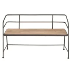 Benches & Ottomans-Kirkland's Home Black Iron And Wooden Seat Industrial Bench Black/Brown