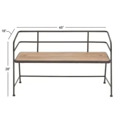Benches & Ottomans-Kirkland's Home Black Iron And Wooden Seat Industrial Bench Black/Brown