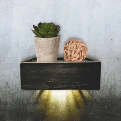 Shelves-Kirkland's Home Black Led Floating Shelf With Remote, 7 In.