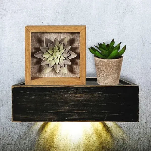 Shelves-Kirkland's Home Black Led Floating Shelf With Remote, 10 In.