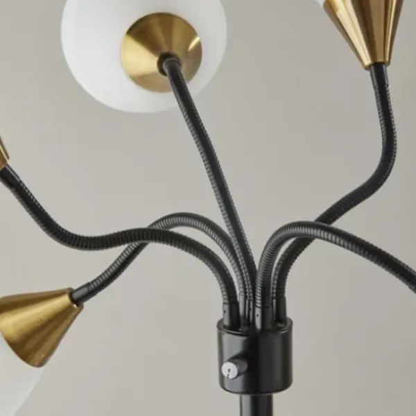 Floor Lamps-Kirkland's Home Black 5-Light Adjustable Tree Floor Lamp Black/White