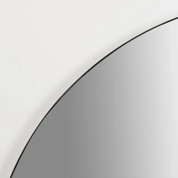 Framed Mirrors-Kirkland's Home Black Linear Half Moon Mirror
