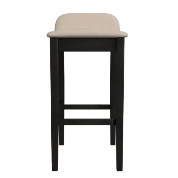 Bar Stools & Counter Height Stools-Kirkland's Home Black Lowback Padded Bar Stool Black/Tan