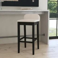 Bar Stools & Counter Height Stools-Kirkland's Home Black Lowback Padded Bar Stool Black/Tan