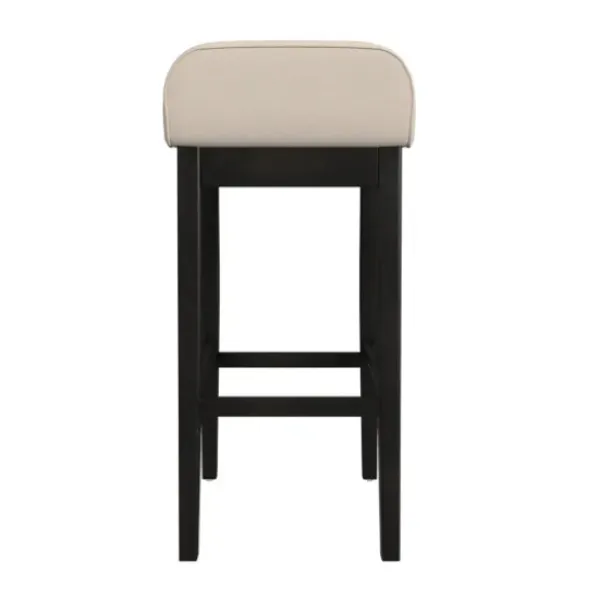 Bar Stools & Counter Height Stools-Kirkland's Home Black Lowback Padded Bar Stool Black/Tan