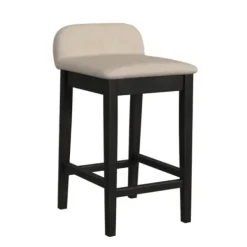 Bar Stools & Counter Height Stools-Kirkland's Home Black Lowback Padded Counter Stool Black/Tan