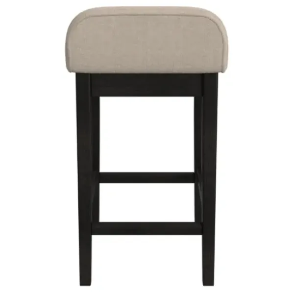 Bar Stools & Counter Height Stools-Kirkland's Home Black Lowback Padded Counter Stool Black/Tan