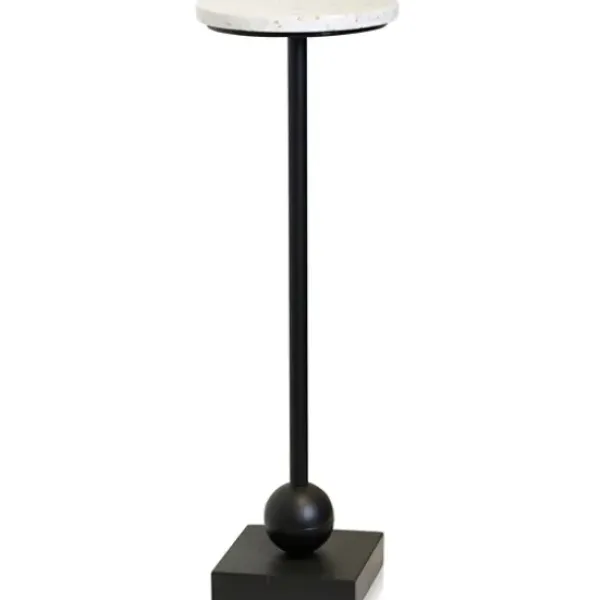 Accent & End Tables-Kirkland's Home Black Marble Top Pedestal Cocktail Table Black/White