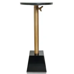 Accent & End Tables-Kirkland's Home Black Marble Top Tapered Base Accent Table, 10 In.