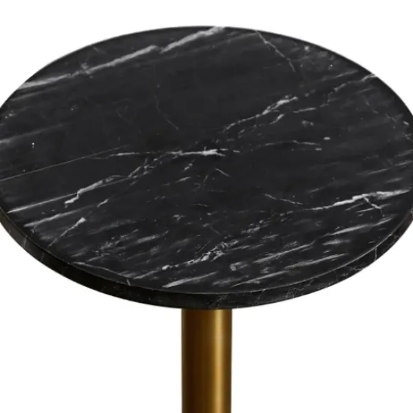 Accent & End Tables-Kirkland's Home Black Marble Top Tapered Base Accent Table, 10 In.
