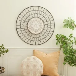 Wall Plaques-Kirkland's Home Black Metal Abstract Farmhouse Wall Plaque Black/White