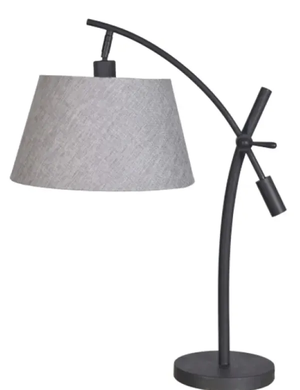 Table Lamps-Kirkland's Home Black Metal Adjustable Task Shade Table Lamp Gray