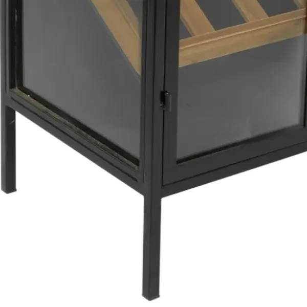 Kitchen Islands & Bar Carts-Kirkland's Home Black Metal And Brown Wood Standing Wine Rack Black/Brown