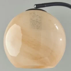 Floor Lamps-Kirkland's Home Black Metal And Frosted Glass Globe Floor Lamp Tan