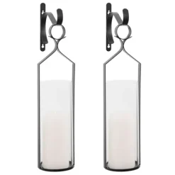 Sconces-Kirkland's Home Black Metal And Glass Logan Sconces, Set Of 2