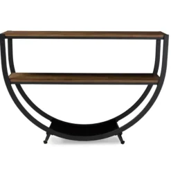 Console Tables-Kirkland's Home Black Metal And Rustic Wood Modern Console Table