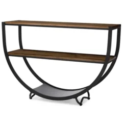 Console Tables-Kirkland's Home Black Metal And Rustic Wood Modern Console Table