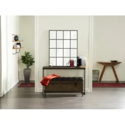 Console Tables-Kirkland's Home Black Metal And Wood Contemporary Console Table Black/Gray