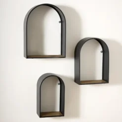 Shelves-Kirkland's Home Black Metal Arch Shelves, Set Of 3