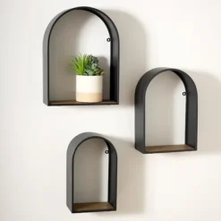 Shelves-Kirkland's Home Black Metal Arch Shelves, Set Of 3