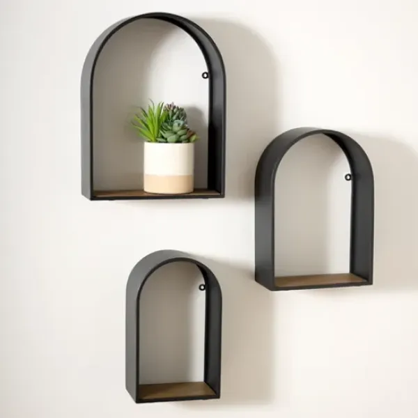 Shelves-Kirkland's Home Black Metal Arch Shelves, Set Of 3