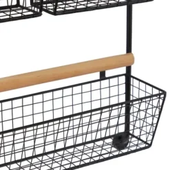 Wall Storage-Kirkland's Home Black Metal 4-Basket Wall Shelf