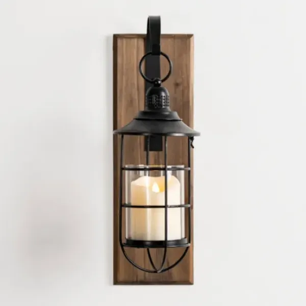 Sconces-Kirkland's Home Black Metal Caged Wall Sconce