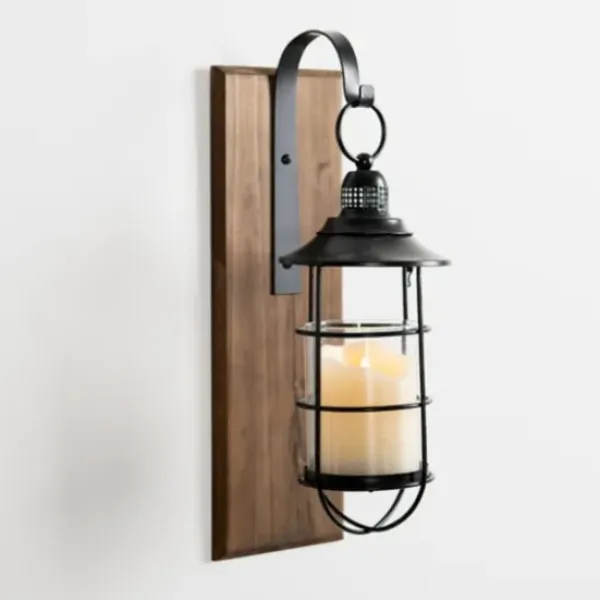 Sconces-Kirkland's Home Black Metal Caged Wall Sconce