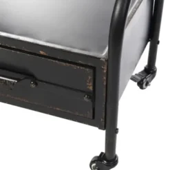 Full Length & Floor Mirrors-Kirkland's Home Black Metal Cheval Frame Mirror With Drawer