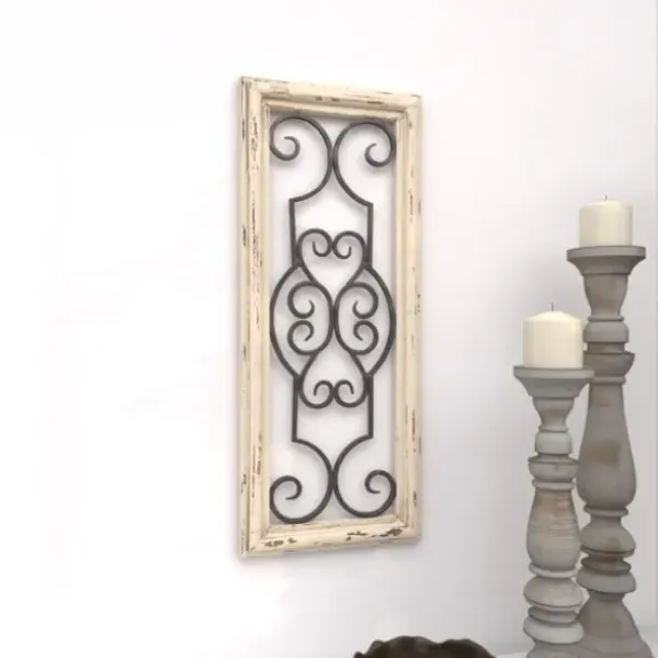 Wall Plaques-Kirkland's Home Black Metal Farmhouse Scroll Wall Plaque White/Black