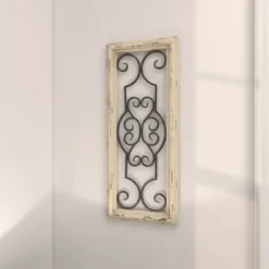 Wall Plaques-Kirkland's Home Black Metal Farmhouse Scroll Wall Plaque White/Black
