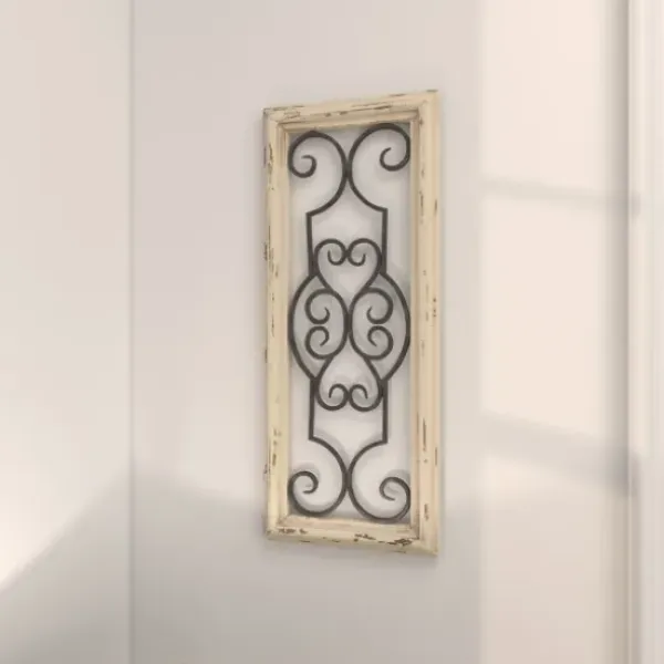 Wall Plaques-Kirkland's Home Black Metal Farmhouse Scroll Wall Plaque White/Black
