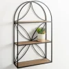 Shelves-Kirkland's Home Black Metal Flower Frame 3-Tier Wall Shelf