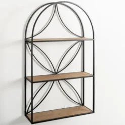 Shelves-Kirkland's Home Black Metal Flower Frame 3-Tier Wall Shelf