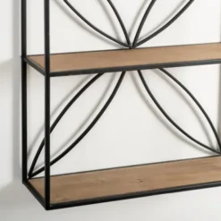 Shelves-Kirkland's Home Black Metal Flower Frame 3-Tier Wall Shelf
