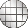 Decorative Mirrors-Kirkland's Home Black Metal Grid Overlay Round Mirror