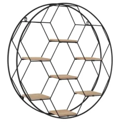 Shelves-Kirkland's Home Black Metal Hexagonal Frame Wall Shelf
