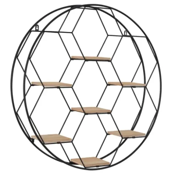 Shelves-Kirkland's Home Black Metal Hexagonal Frame Wall Shelf