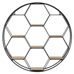Shelves-Kirkland's Home Black Metal Hexagonal Frame Wall Shelf