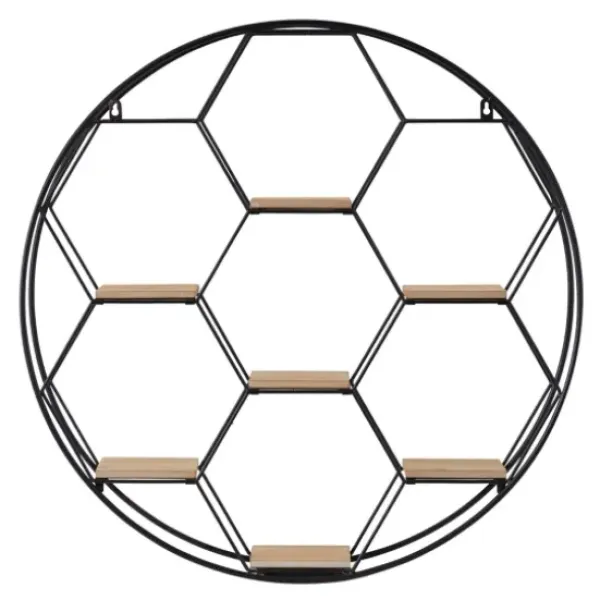Shelves-Kirkland's Home Black Metal Hexagonal Frame Wall Shelf