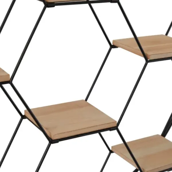 Shelves-Kirkland's Home Black Metal Hexagonal Frame Wall Shelf