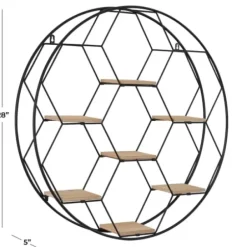 Shelves-Kirkland's Home Black Metal Hexagonal Frame Wall Shelf