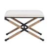 Benches & Ottomans-Kirkland's Home Black Metal Legs Accent Stool With Rope Detail White