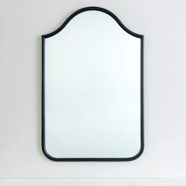 Framed Mirrors-Kirkland's Home Black Metal Linear Wave Mirror