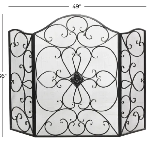 Fireplace Accessories-Kirkland's Home Black Metal Mesh Fireplace Screen